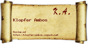 Klopfer Ambos névjegykártya